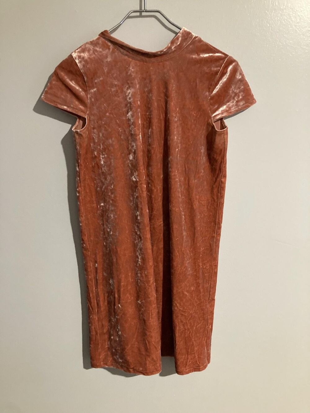 Madewell Dress Womens XXS Pink Velvet Shift Knee Length Keyhole Tie Neck Party